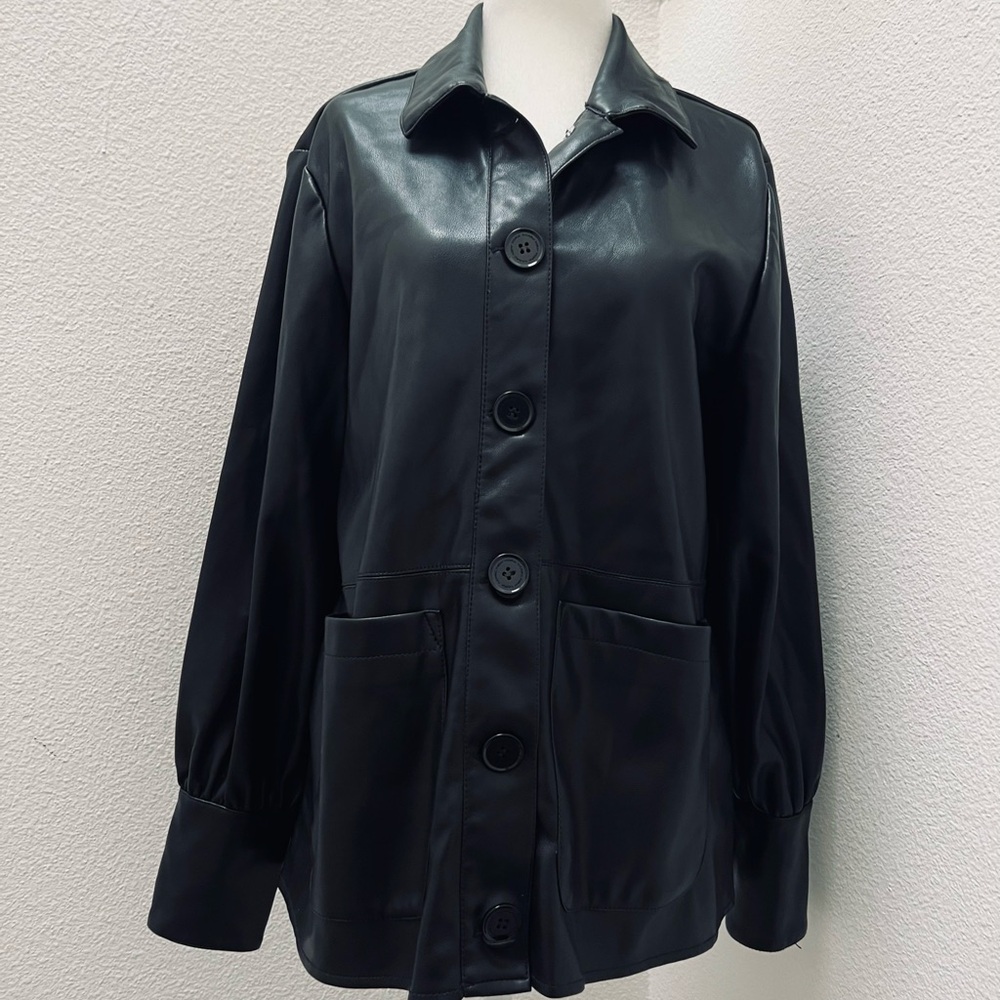 Marc New York Black Faux Leather Women's Jacket
